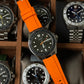 FKM Rubber Strap-MDV106/107 Classic - Orange w Polished Solid end link - Steel Buckle